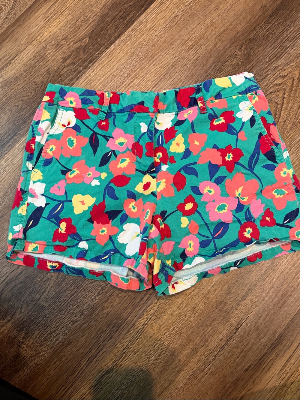 Elle Floral Print Teal Women's Jean Shorts